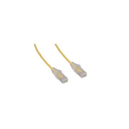 Cable Wholesale Slim Cat6a Yellow Copper Ethernet Cable, 10 Gigabit, 500 MHz, Snagless/Molded Boot, POE 13X6-68125
